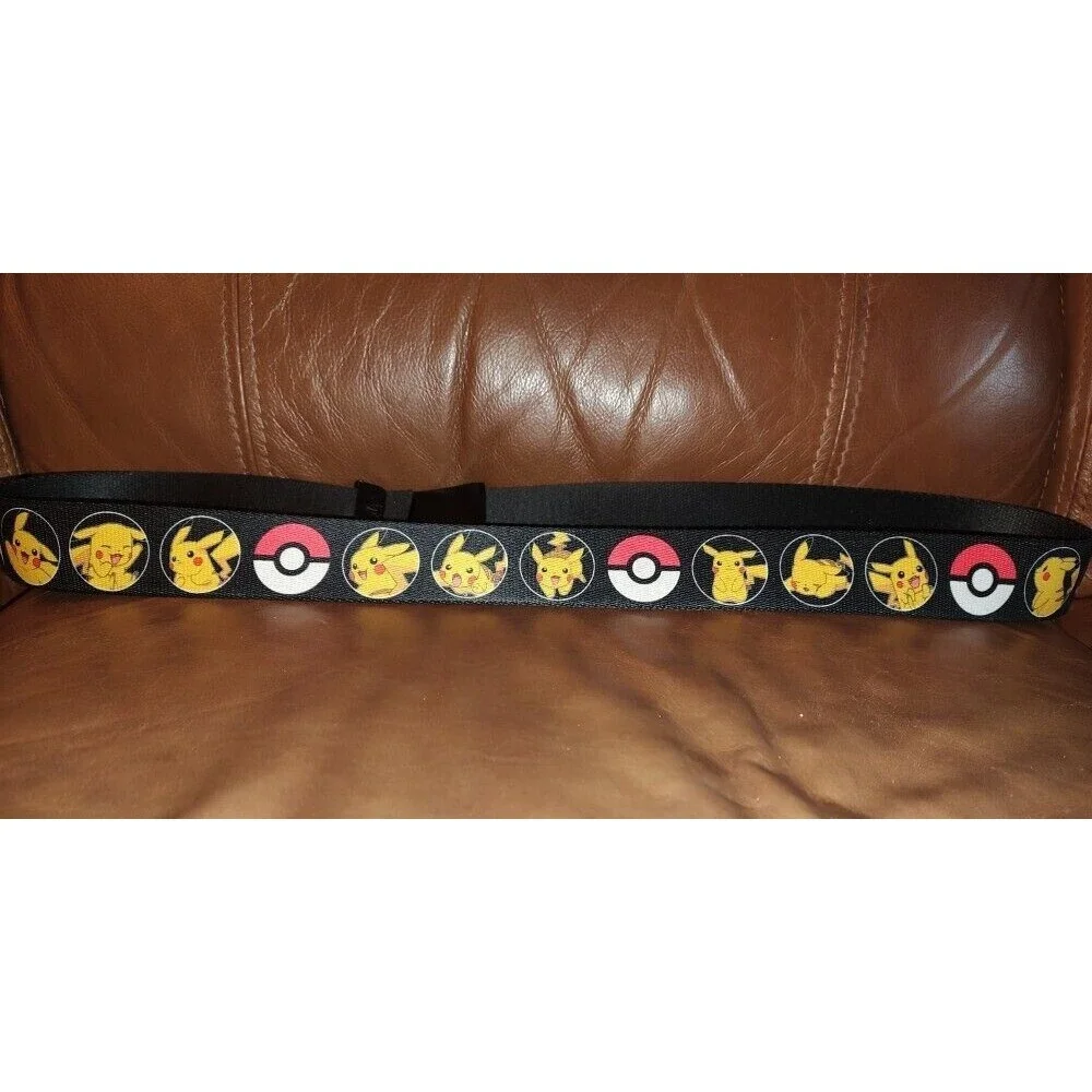 Men's Pokemon Pikachu Buckle Adjustable Canvas Black Belt Up 42